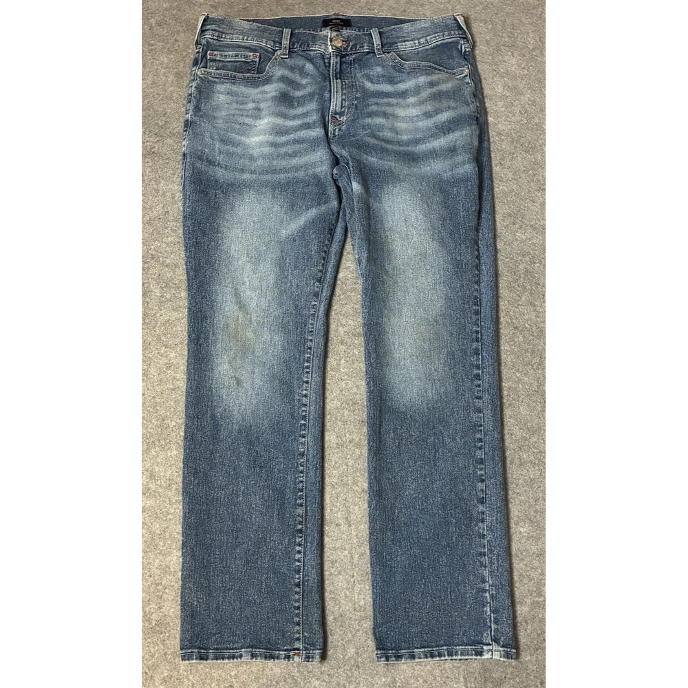 True Religion Ricky Relaxed Straight Mens Jeans Size 36x30 Faded Whiskers Y2K